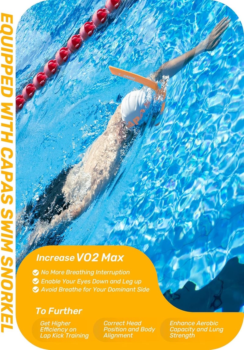 Capas Training Swim Snorkel for Lap Swimming, Swivel Headband Ultimate Fit Center-Mount Swimmers Snorkel with Liquid Silicone Mouthpiece Adjustable Strap, Designed for Adult Men Women - Image 3